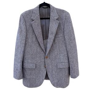 Harris Tweed Brown Herringbone Wool Blazer Sports Coat Single Breasted Size 42R